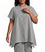 Bryn Walker Plus Size Willa Check Seersucker Mandarin Collar Cap Sleeve Tunic - Image 1