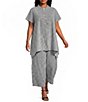 Bryn Walker Plus Size Willa Check Seersucker Mandarin Collar Cap Sleeve Tunic - Image 3