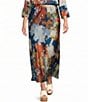 Bryn Walker Plus Size Woven Fiori Print A-Line Bias Pull-On Coordinating Skirt - Image 1