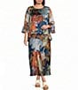Bryn Walker Plus Size Woven Fiori Print A-Line Bias Pull-On Coordinating Skirt - Image 3