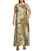 Bryn Walker Plus Twiggy Velvet Chenille Crew Neck Sleeveless A-Line Dress, Color:Oliva - Image 1