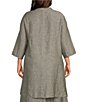 Bryn Walker Plus Winona Cross-Dyed Linen Mandarin Collar Elbow Sleeve Button Front Tunic - Image 2