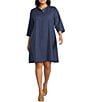 Bryn Walker Plus Winona Organic Cotton Poplin Mandarin Collar Elbow Sleeve Oversized Tunic - Image 1