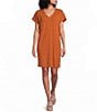 Bryn Walker Reagan Cotton Jersey Knit V-Neck Short Sleeve Shift Dress - Image 1