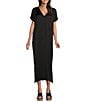 Bryn Walker Rebecca Satiny Woven V-Neck Cap Sleeve Oversized Dress - Image 1