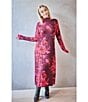 Bryn Walker Robin Fiori Printed Viscose Jersey Knit Mock Neck Long Sleeve Midi Dress, Color:Mandevilla - Image 4