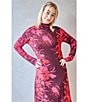 Bryn Walker Robin Fiori Printed Viscose Jersey Knit Mock Neck Long Sleeve Midi Dress, Color:Mandevilla - Image 5
