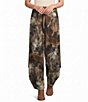 Bryn Walker Seamus Jersey Knit Abstract Relaxed Draped Side Peaks Pull-On Ankle Pants - Image 1