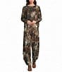 Bryn Walker Seamus Jersey Knit Abstract Relaxed Draped Side Peaks Pull-On Ankle Pants - Image 3