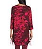 Bryn Walker Vanya Coordinating Fiori Printed Viscose Jersey Knit Boat Neck 3/4 Sleeve Adjustable Tie Side Tunic, Color:Mandevilla - Image 2