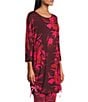 Bryn Walker Vanya Coordinating Fiori Printed Viscose Jersey Knit Boat Neck 3/4 Sleeve Adjustable Tie Side Tunic, Color:Mandevilla - Image 3