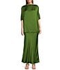 Bryn Walker Viscose Satin Elastic Waist A-Line Bias Skirt, Color:Oregano - Image 3