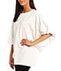 Color:White - Image 1 - Wilder Elbow Dolman Banded Short Sleeve Crew Neck Tunic