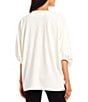 Color:White - Image 2 - Wilder Elbow Dolman Banded Short Sleeve Crew Neck Tunic
