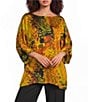 Bryn Walker Wilder Satiny Woven Encanto Print Round Neck Elbow Dolman Sleeve Oversized Tunic - Image 1