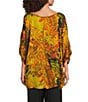 Bryn Walker Wilder Satiny Woven Encanto Print Round Neck Elbow Dolman Sleeve Oversized Tunic - Image 2