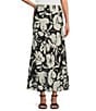 Color:Cream - Image 1 - Woven Floral A-Line Pull-On Bias Long Coordinating Skirt