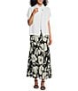 Color:Cream - Image 3 - Woven Floral A-Line Pull-On Bias Long Coordinating Skirt