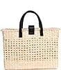 Color:Black - Image 1 - Capri Straw Pearl Tote Bag