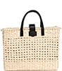 Color:Black - Image 2 - Capri Straw Pearl Tote Bag