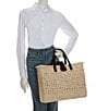 Color:Black - Image 4 - Capri Straw Pearl Tote Bag