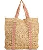 Btb Los Angeles Chapeu Straw Hat Tote Bag, Color:Natural/Pink - Image 1
