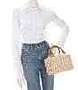 Color:White - Image 4 - Chloe Rattan Pearl Embellished Shoulder Bag