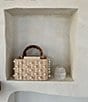 Color:White - Image 5 - Chloe Rattan Pearl Embellished Shoulder Bag