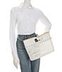 Color:Ivory Natural - Image 4 - Caned Leather Ellie Small Pearl Tote Bag