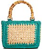 Btb Los Angeles Elodie Top Handle Satchel Bag, Color:NATURAL/TEAL - Image 1