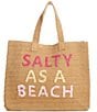 Btb Los Angeles Salty As A Beach Straw Tote Bag, Color:Sand Fuchsia Petal - Image 1