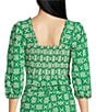 Color:Green - Image 2 - Isla Verde Embroidered Sweetheart Neck 3/4 Sleeve Cropped Coordinating Top