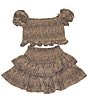 BuddyLove Big Girls Blair Cheetah Print Puff Sleeve Crop Top & Ruffle Skirt Set, Color:Cheetah - Image 1