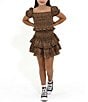 BuddyLove Big Girls Blair Cheetah Print Puff Sleeve Crop Top & Ruffle Skirt Set, Color:Cheetah - Image 2