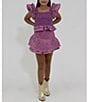 BuddyLove Big Girls Tyler Butterfly Sleeve Printed Smocked Top & Skirt Set, Color:Mystique - Image 2
