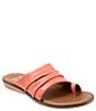 Color:Coral - Image 1 - Dani Leather Ruched Toe Loop Thong Sandals