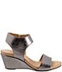 Color:Pewter - Image 2 - Ida Metallic Leather Zip Wedge Sandals