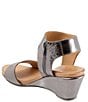 Color:Pewter - Image 3 - Ida Metallic Leather Zip Wedge Sandals