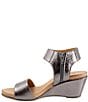 Color:Pewter - Image 4 - Ida Metallic Leather Zip Wedge Sandals