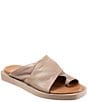 Color:Grey - Image 1 - Jerika Leather Toe Loop Thong Slide Sandals