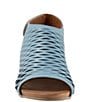 Color:Denim - Image 5 - Lacey Accordion Cut Leather Block Heel Slingback Sandals