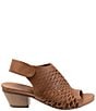 Color:Brown - Image 2 - Lacey Accordion Perforated Leather Block Heel Slingback Sandals