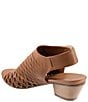 Color:Brown - Image 3 - Lacey Accordion Perforated Leather Block Heel Slingback Sandals