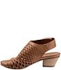 Color:Brown - Image 4 - Lacey Accordion Perforated Leather Block Heel Slingback Sandals