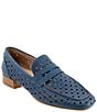 Color:Blue - Image 1 - Lima Perforated Leather Penny Loafers