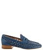 Color:Blue - Image 2 - Lima Perforated Leather Penny Loafers