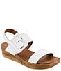 Color:White - Image 1 - Marcia Buckle Detail Leather Platform Wedge Sandals
