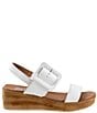 Color:White - Image 2 - Marcia Buckle Detail Leather Platform Wedge Sandals