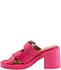 Color:Hot Pink - Image 4 - Milan Leather Platform Block Heel Sandals