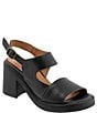 Color:Black - Image 1 - Myla Leather Platform Block Heel Sandals